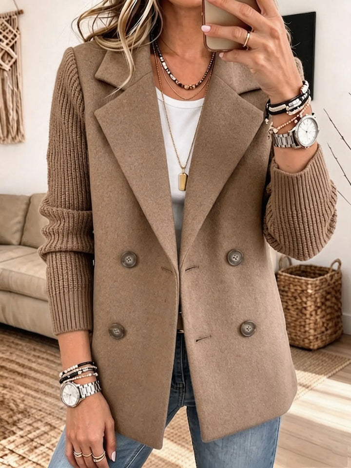 Carla | Knit-Sleeve Double-Breasted Blazer