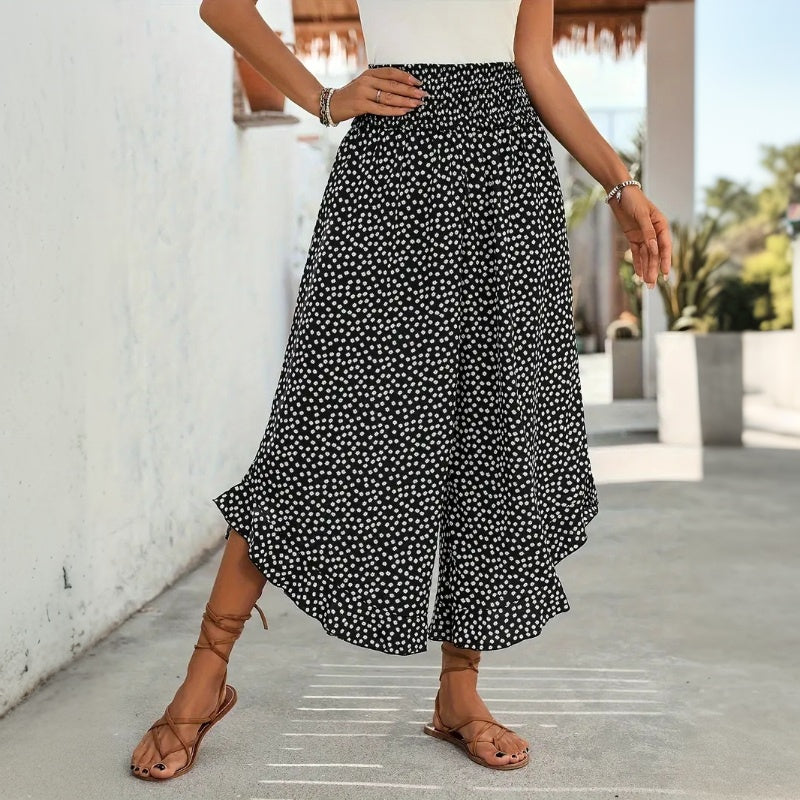 Wide-Leg Polka Dot Trousers