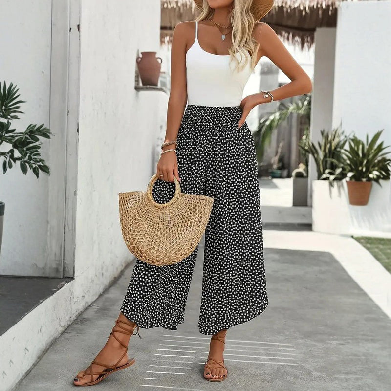 Wide-Leg Polka Dot Trousers