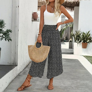 Wide-Leg Polka Dot Trousers