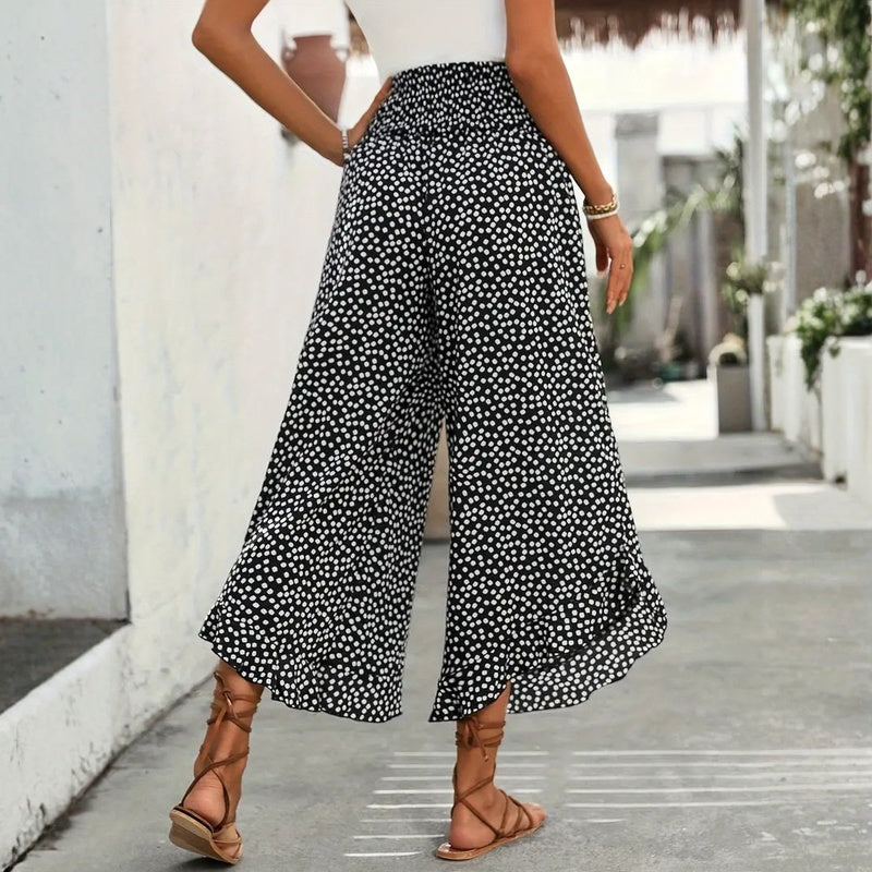 Wide-Leg Polka Dot Trousers