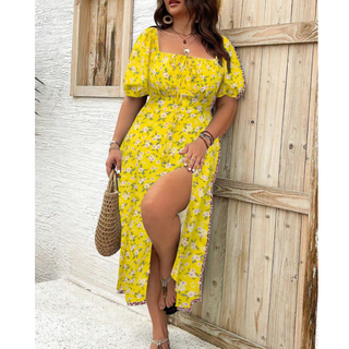 Ashcroft Classy Plus Size Puff Sleeve Maxi Dress – view 9