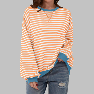 Ashcroft | Striped Long Sleeve Crew Neck Sweatshirt
