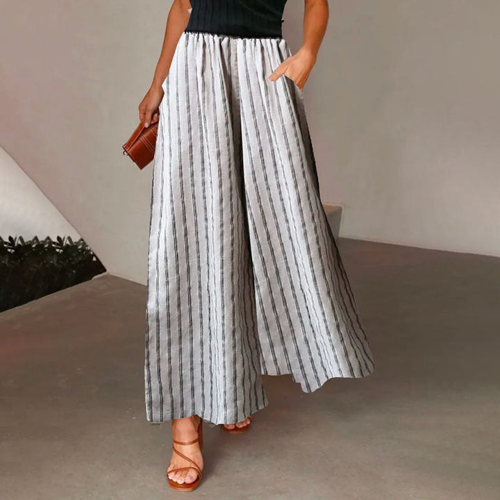 Wide-Leg Striped Trousers