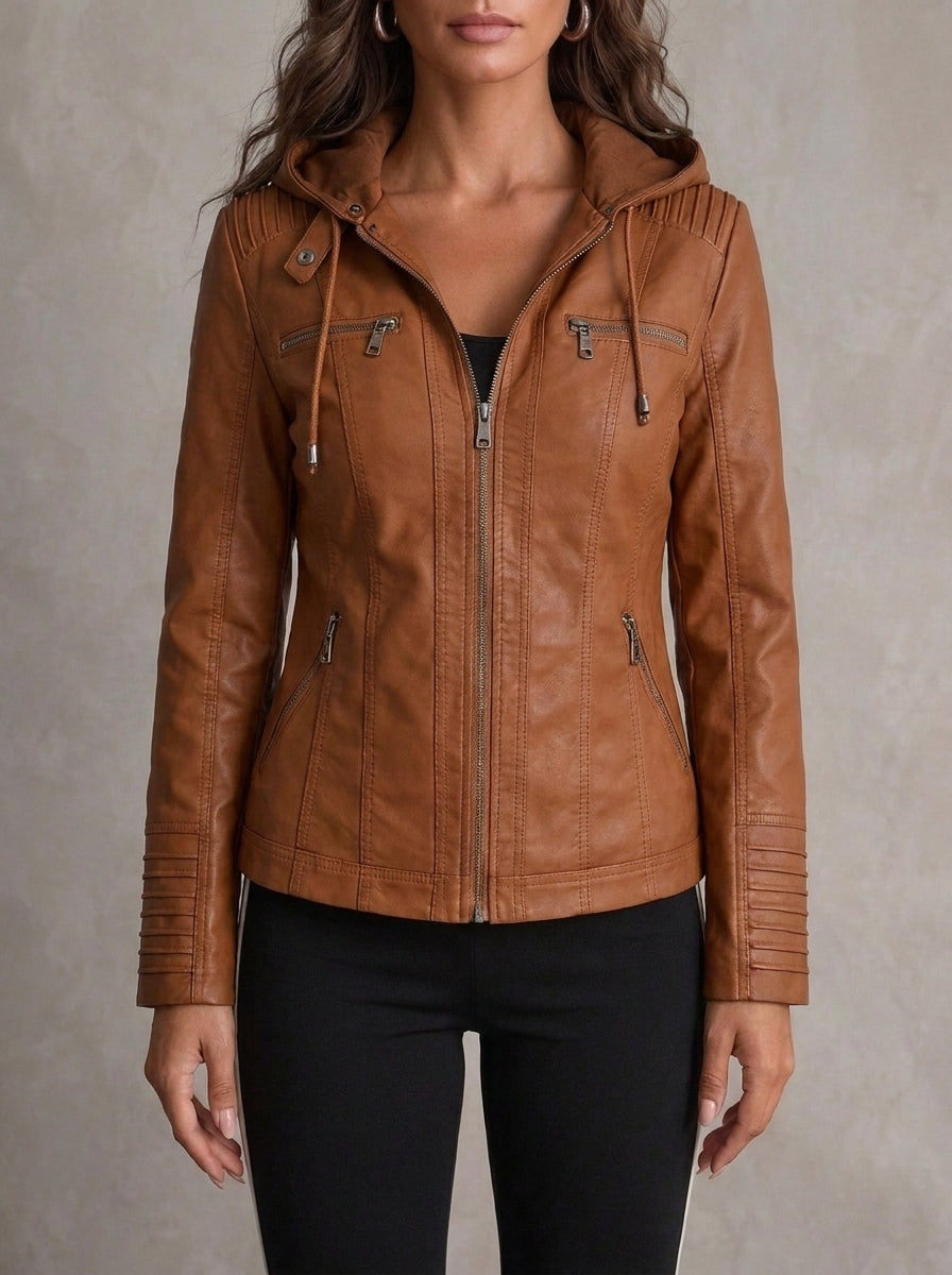 Flavia | Hooded Leather-Look Jacket