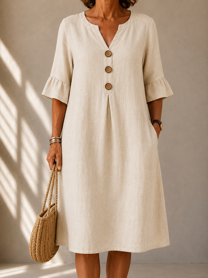 Ashcroft | Button Front Linen Dress