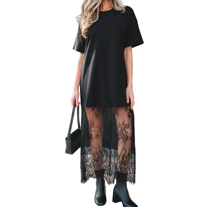 Ashcroft Lace Hem Drop Shoulder Maxi Dress