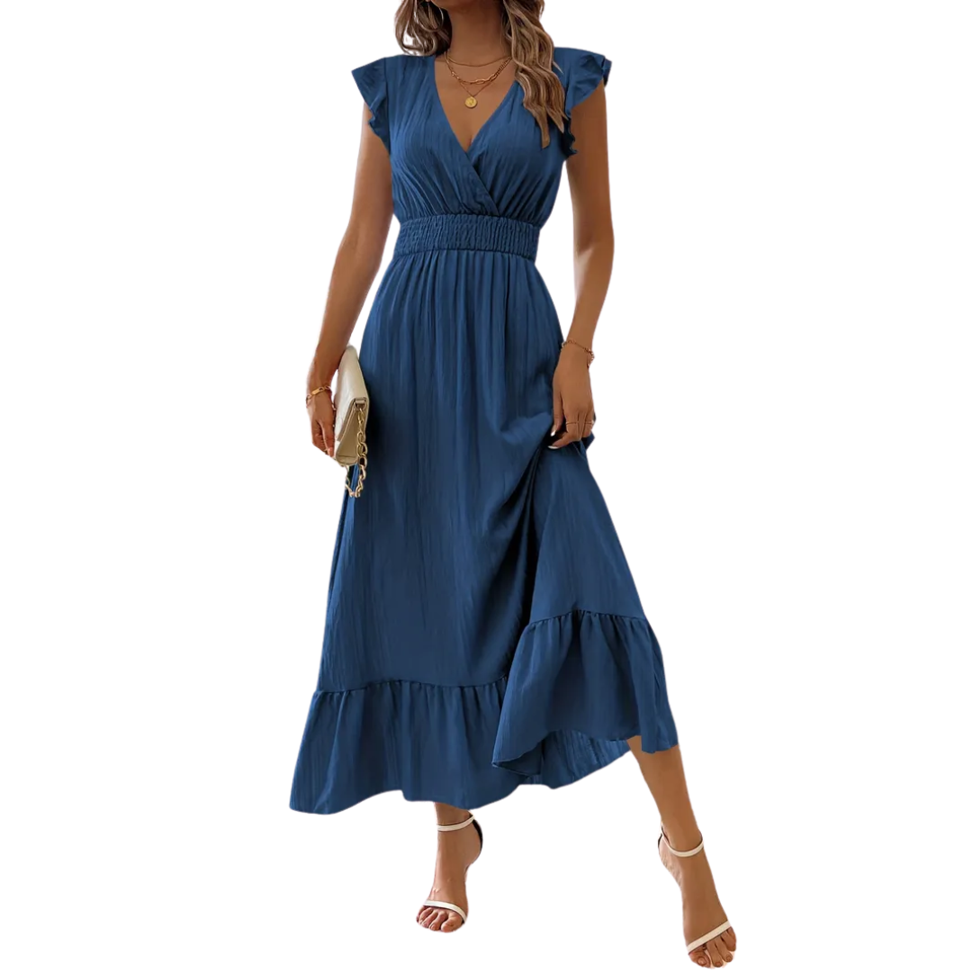 Ashcroft Shirred V-Neck Summer Dress