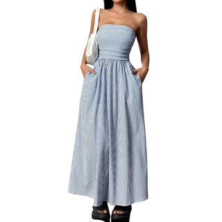 Ashcroft Striped Strapless Maxi Dress with Pockets