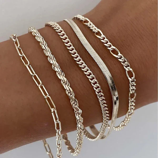 Set of 5 Gold Bracelets