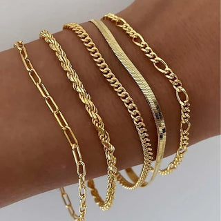 Set of 5 Gold Bracelets