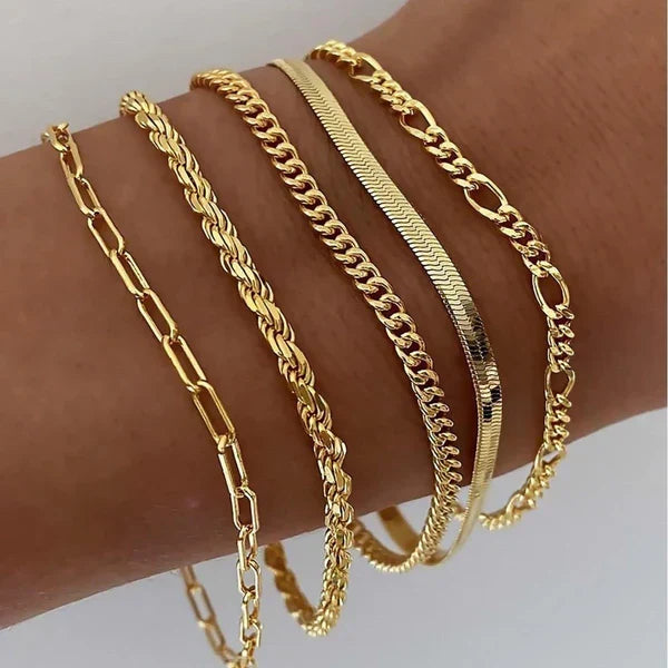 Set of 5 Gold Bracelets