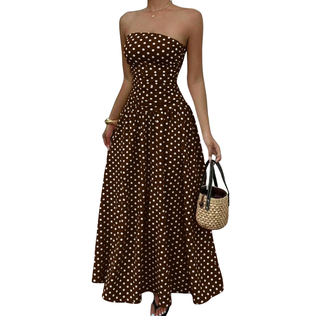 Ashcroft Polka Dot Strapless Maxi Dress