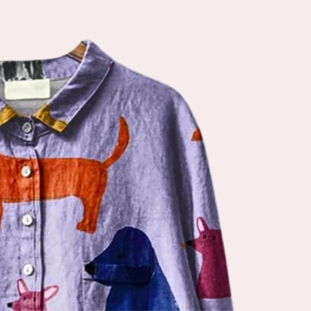 Ashcroft | Long Blouse with Playful Dog Print