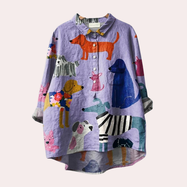 Ashcroft | Long Blouse with Playful Dog Print