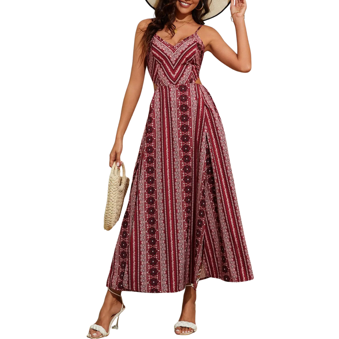 Ashcroft Printed Open-Back Slit Dress – view 3