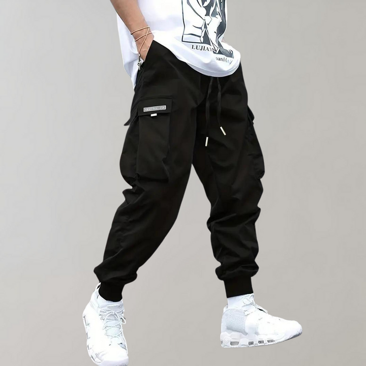 Ashcroft | Men's Purple Cargo Joggers with Zip Pockets