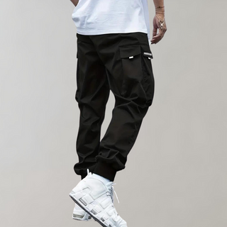 Ashcroft | Men's Purple Cargo Joggers with Zip Pockets
