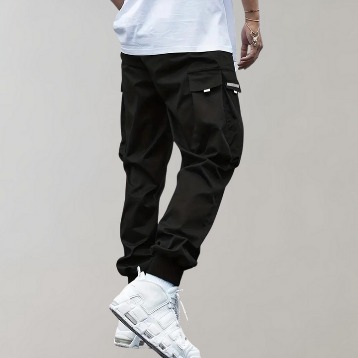 Ashcroft | Men's Purple Cargo Joggers with Zip Pockets
