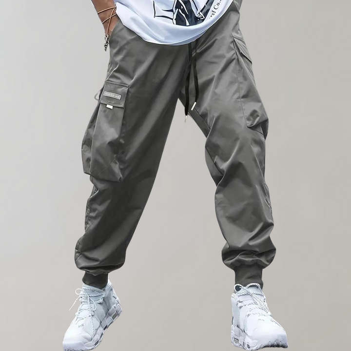 Ashcroft | Men's Purple Cargo Joggers with Zip Pockets