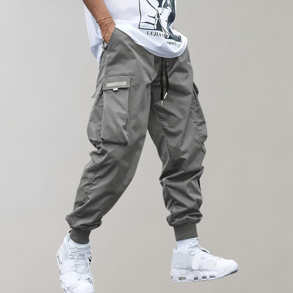 Ashcroft | Men's Purple Cargo Joggers with Zip Pockets