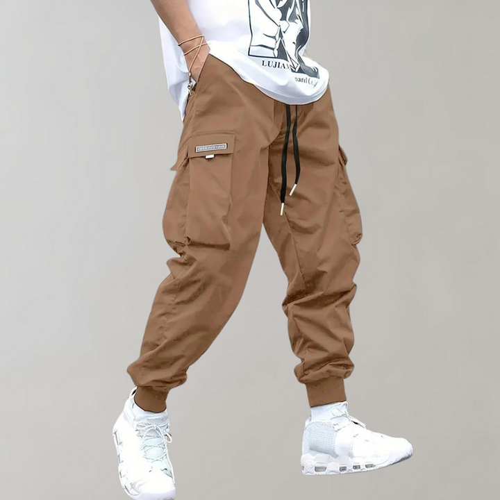 Ashcroft | Men's Purple Cargo Joggers with Zip Pockets