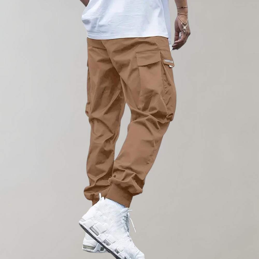 Ashcroft | Men's Purple Cargo Joggers with Zip Pockets