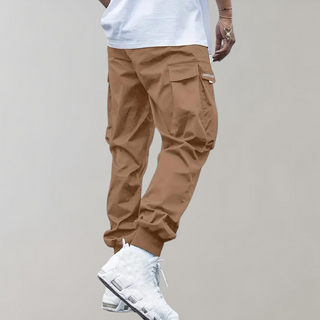 Ashcroft | Men's Purple Cargo Joggers with Zip Pockets