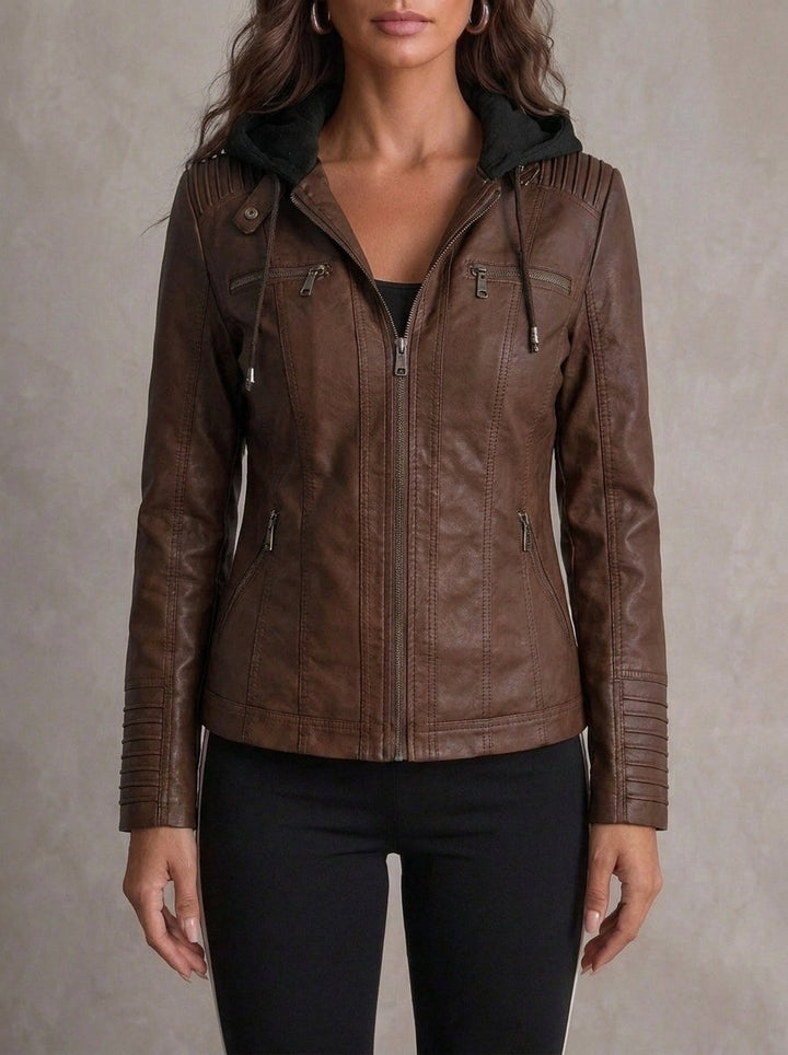 Flavia | Hooded Leather-Look Jacket