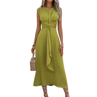 Ashcroft Stylish Waist-Tie Long Sleeveless Dress
