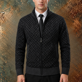 Knitted Zip Cardigan with High Collar