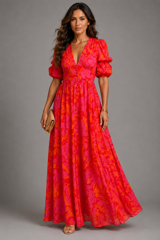 Olympe | Flowing Dress in Pink and Orange