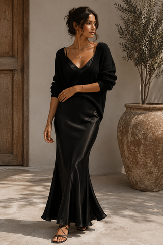 Alma | Satin Dress with Jumper