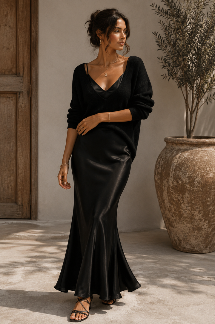 Alma | Satin Dress with Jumper