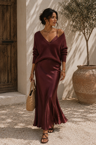 Alma | Satin Dress with Jumper