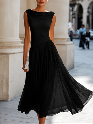 Ashcroft | Draped Neck Chiffon Midi Occasion Dress