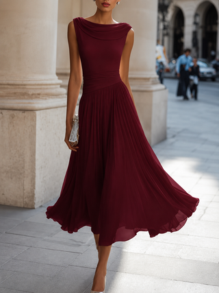 Ashcroft | Draped Neck Chiffon Midi Occasion Dress