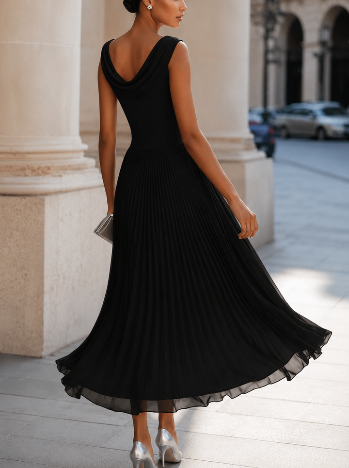 Ashcroft | Draped Neck Chiffon Midi Occasion Dress