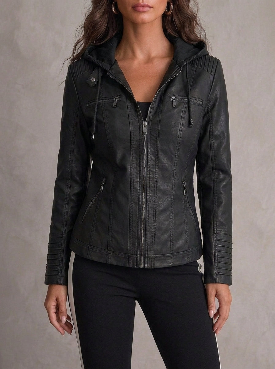 Flavia | Hooded Leather-Look Jacket