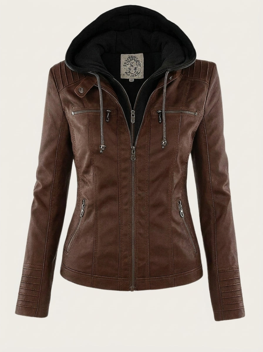 Flavia | Hooded Leather-Look Jacket