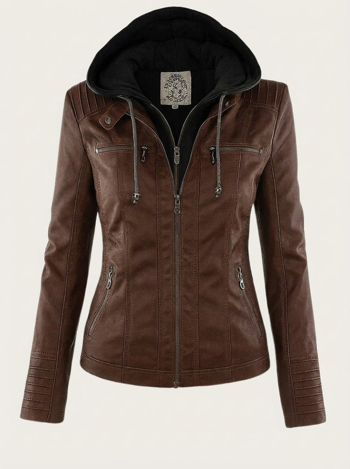 Flavia | Hooded Leather-Look Jacket