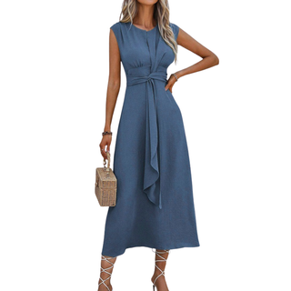 Ashcroft Stylish Waist-Tie Long Sleeveless Dress – view 3