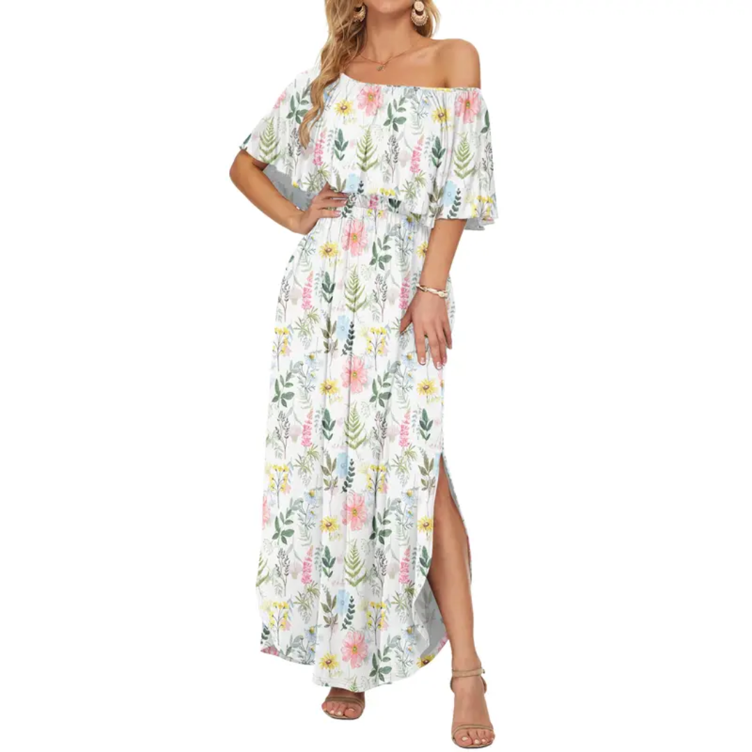 Ashcroft Floral Off-Shoulder Ruffle Maxi Dress