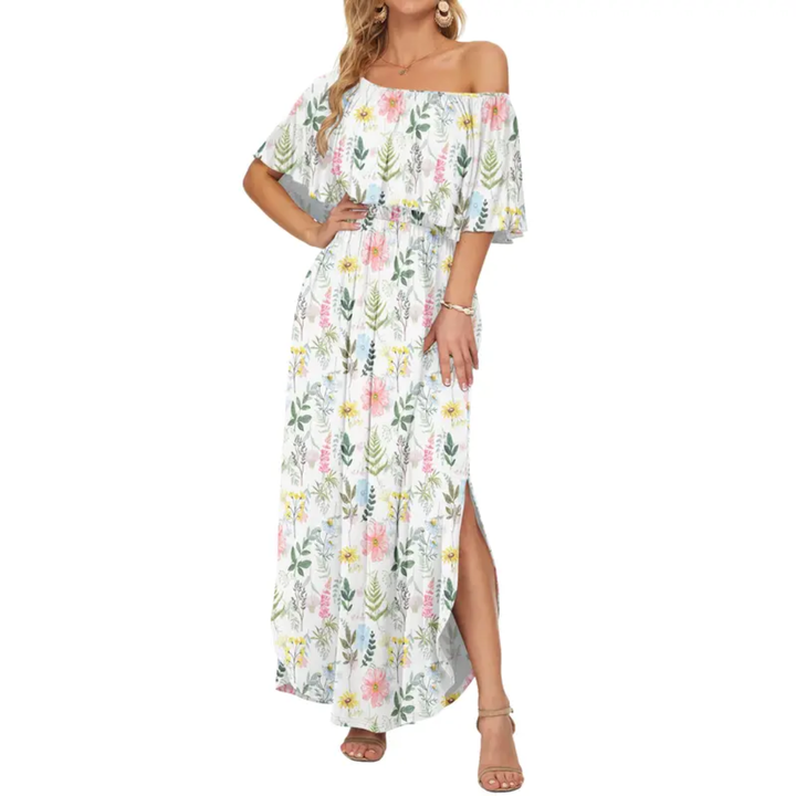 Ashcroft Floral Off-Shoulder Ruffle Maxi Dress