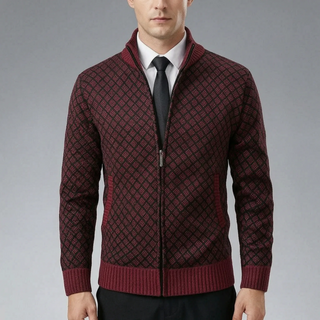 Knitted Zip Cardigan with High Collar