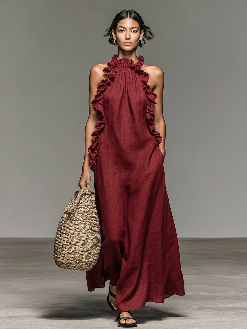 Ashcroft | Halter Neck Maxi Dress with Pockets