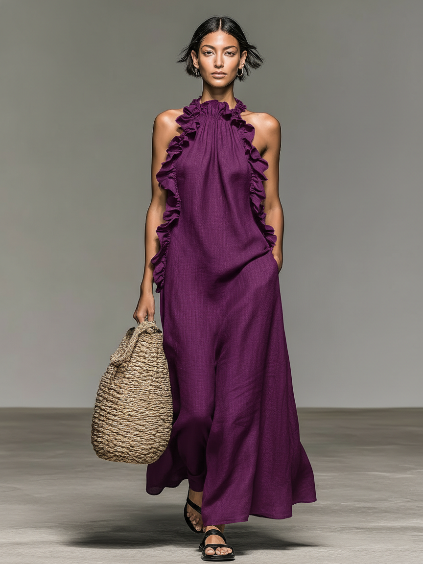 Ashcroft | Halter Neck Maxi Dress with Pockets