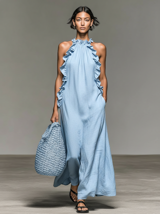Ashcroft | Halter Neck Maxi Dress with Pockets