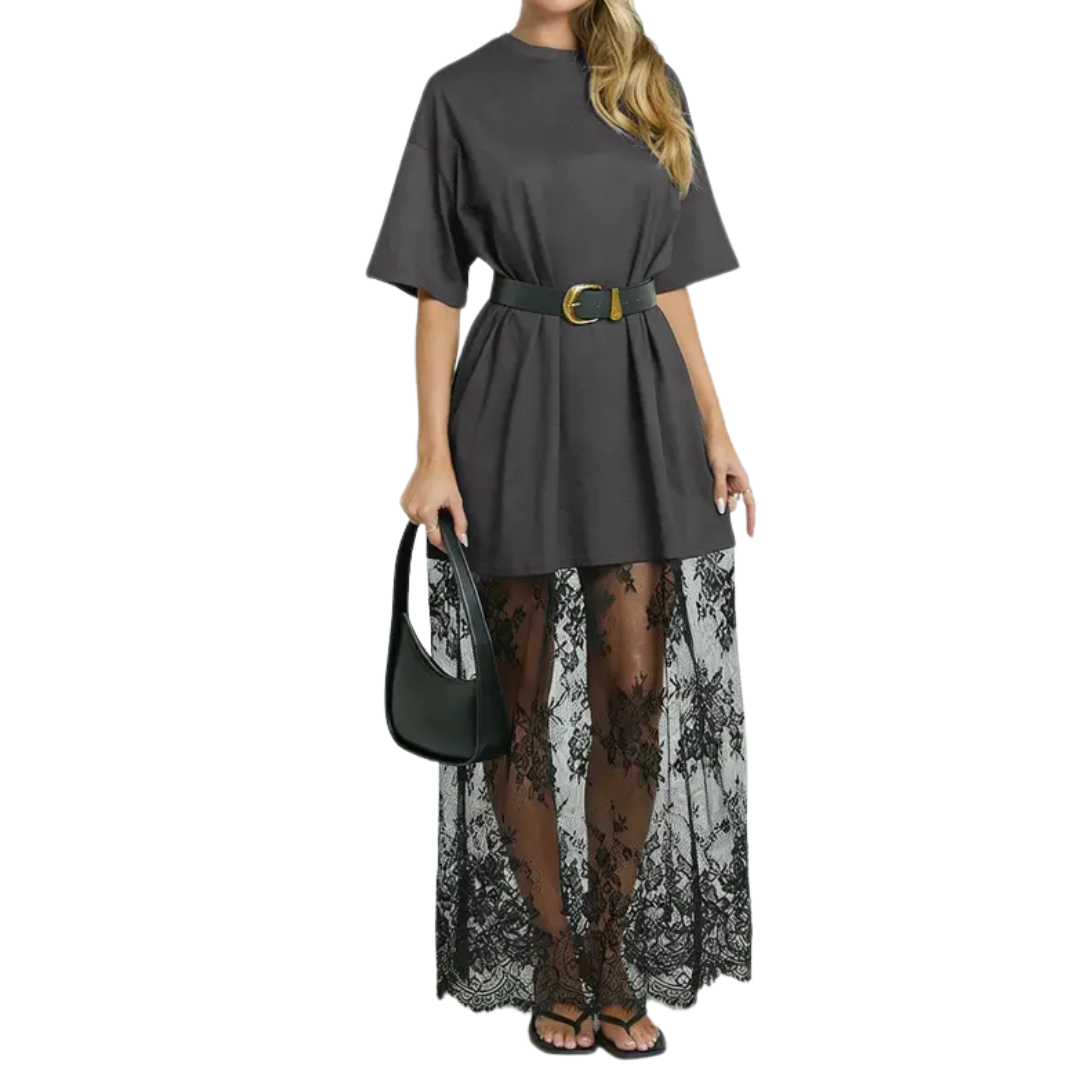 Ashcroft Lace Hem Drop Shoulder Maxi Dress – view 3