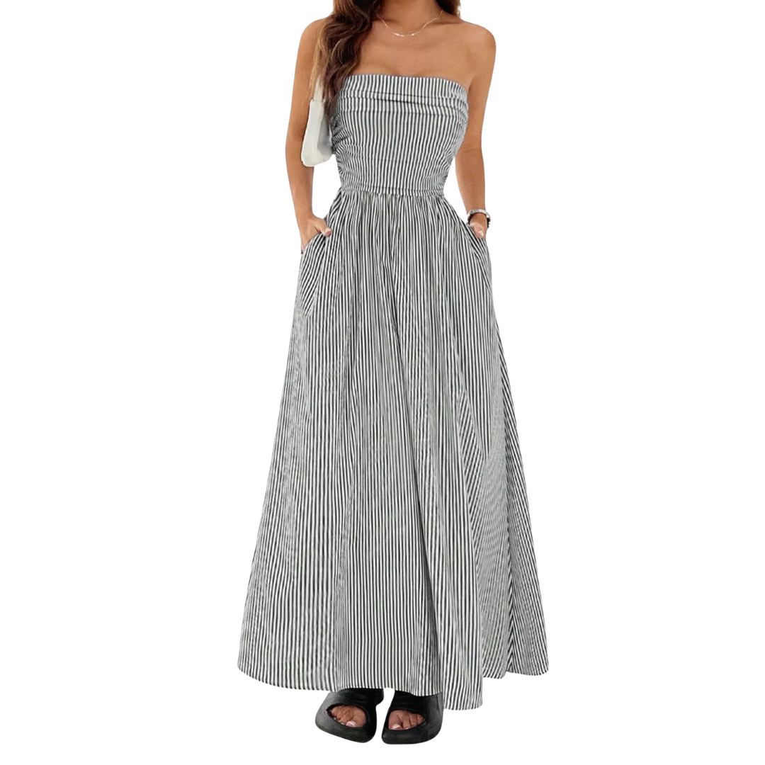 Ashcroft Striped Strapless Maxi Dress with Pockets – view 2